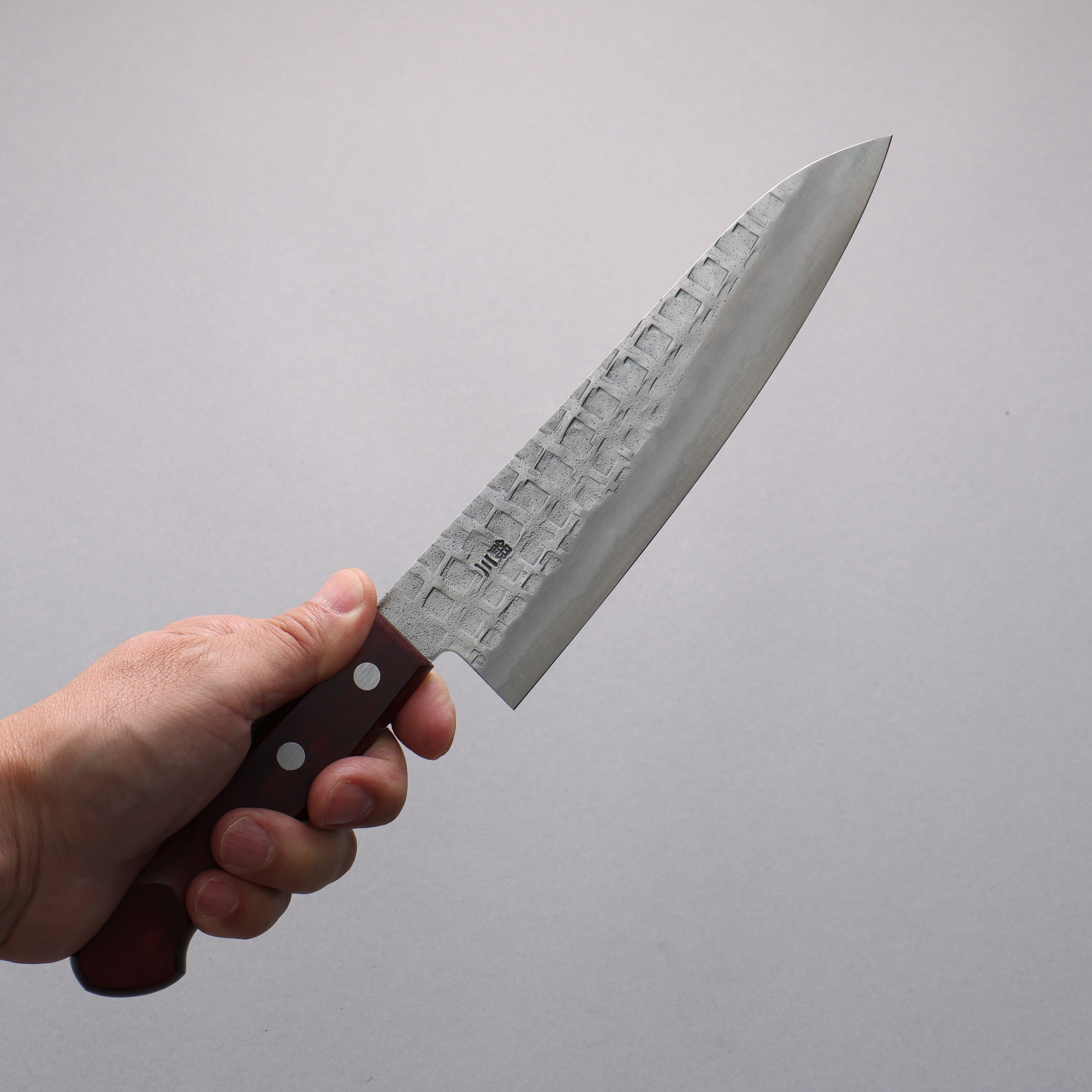 Nao Yamamoto Silver Steel No.3 Nashiji Square Hammered Gyuto 180mm Red Pakkawood Handle - Seisuke Knife