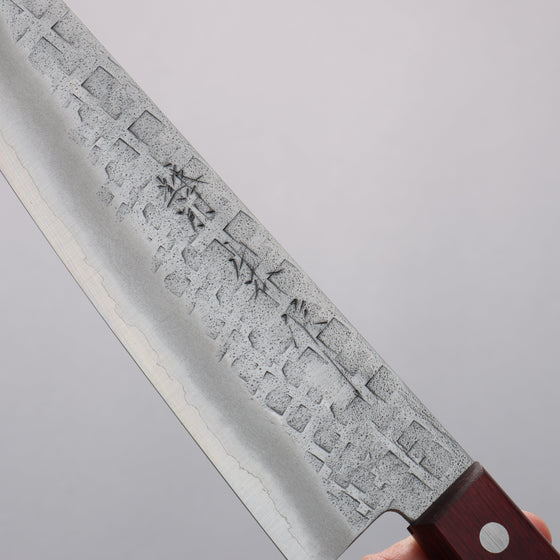 Nao Yamamoto Silver Steel No.3 Nashiji Hammered(square) Gyuto  210mm Red Pakka wood Handle - Seisuke Knife