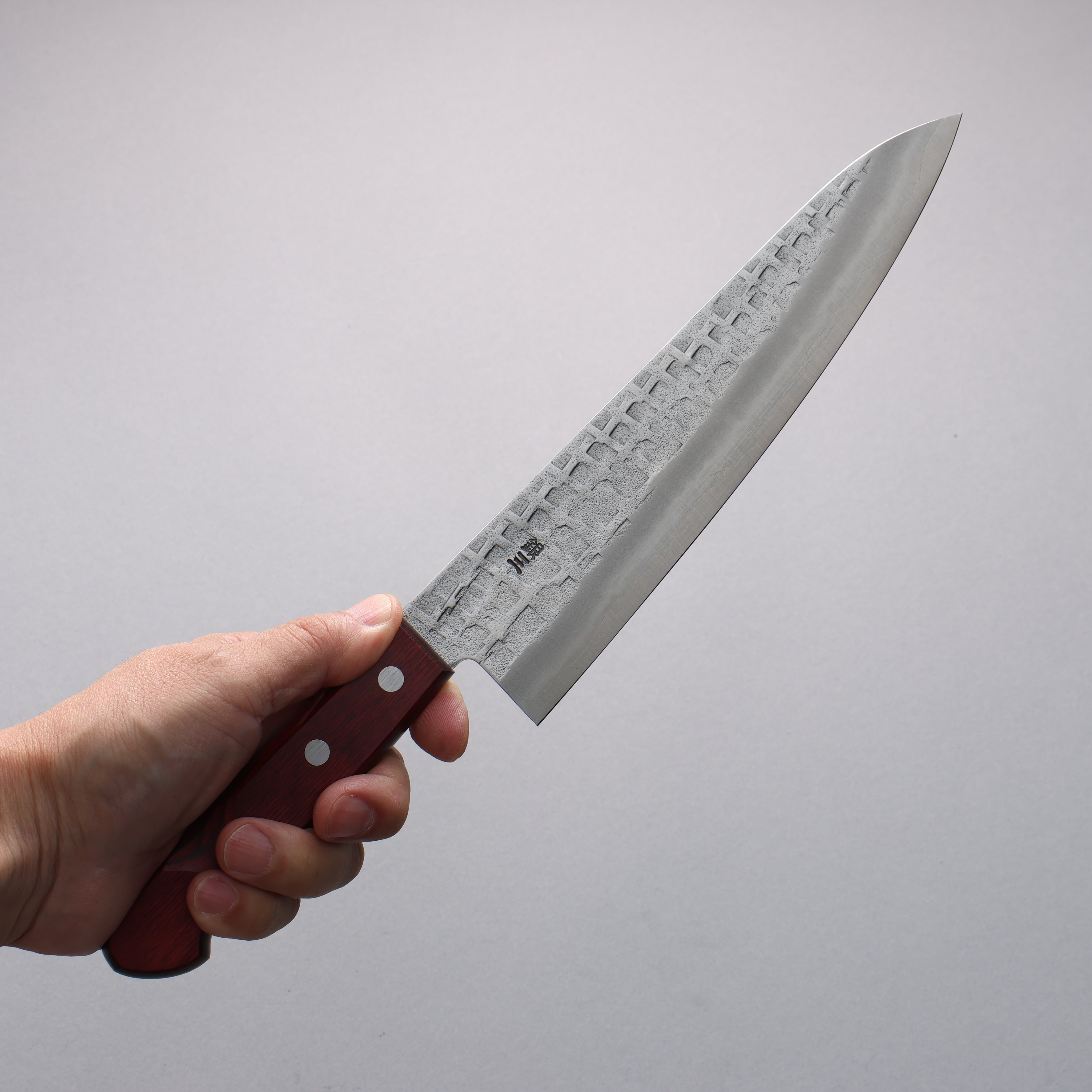 Nao Yamamoto Silver Steel No.3 Nashiji Square Hammered Gyuto 210mm Red Pakkawood Handle - Seisuke Knife