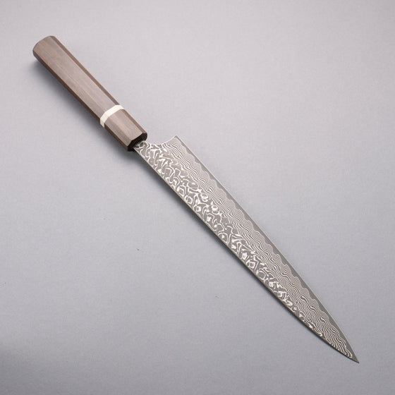 Yoshimi Kato SG2 Black Damascus Sujihiki  270mm Sandalwood with White Ring Handle - Seisuke Knife