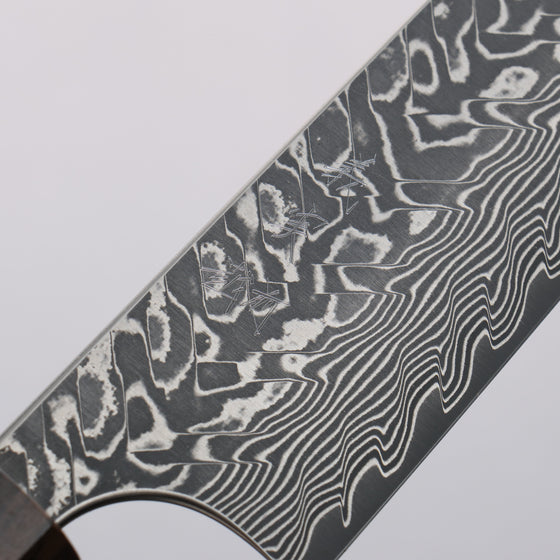 Yoshimi Kato SG2 Black Damascus Sujihiki  270mm Sandalwood with White Ring Handle - Seisuke Knife