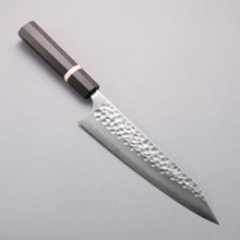  Yoshimi Kato Silver Steel No.3 Hammered(Maru) Migaki Finished Kiritsuke Gyuto  210mm Sandalwood with White Ring Handle - Seisuke Knife