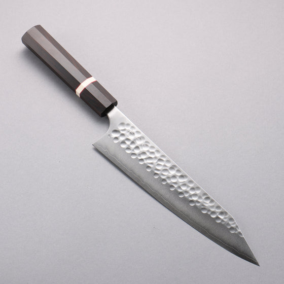 Yoshimi Kato Silver Steel No.3 Hammered(Maru) Migaki Finished Kiritsuke Gyuto  210mm Sandalwood with White Ring Handle - Seisuke Knife