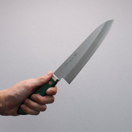 Sakai Kikumori Blue Steel No.1 Gyuto 175mm Green Pakkawood Handle - Seisuke Knife