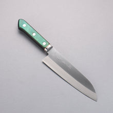  Sakai Kikumori Blue Steel No.1 Santoku 165mm Green Pakka wood Handle - Seisuke Knife