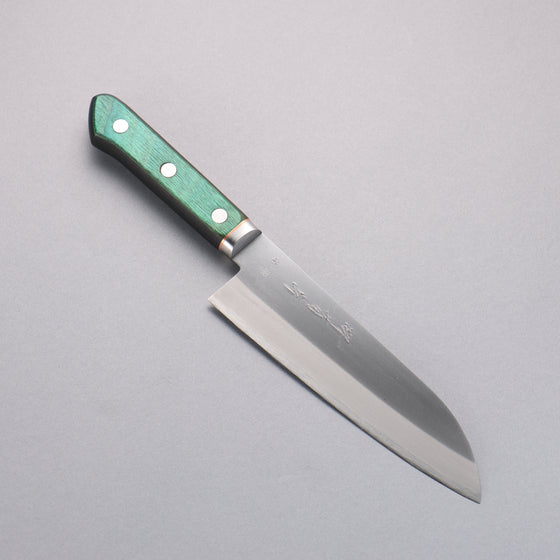 Sakai Kikumori Blue Steel No.1 Santoku 165mm Green Pakka wood Handle - Seisuke Knife