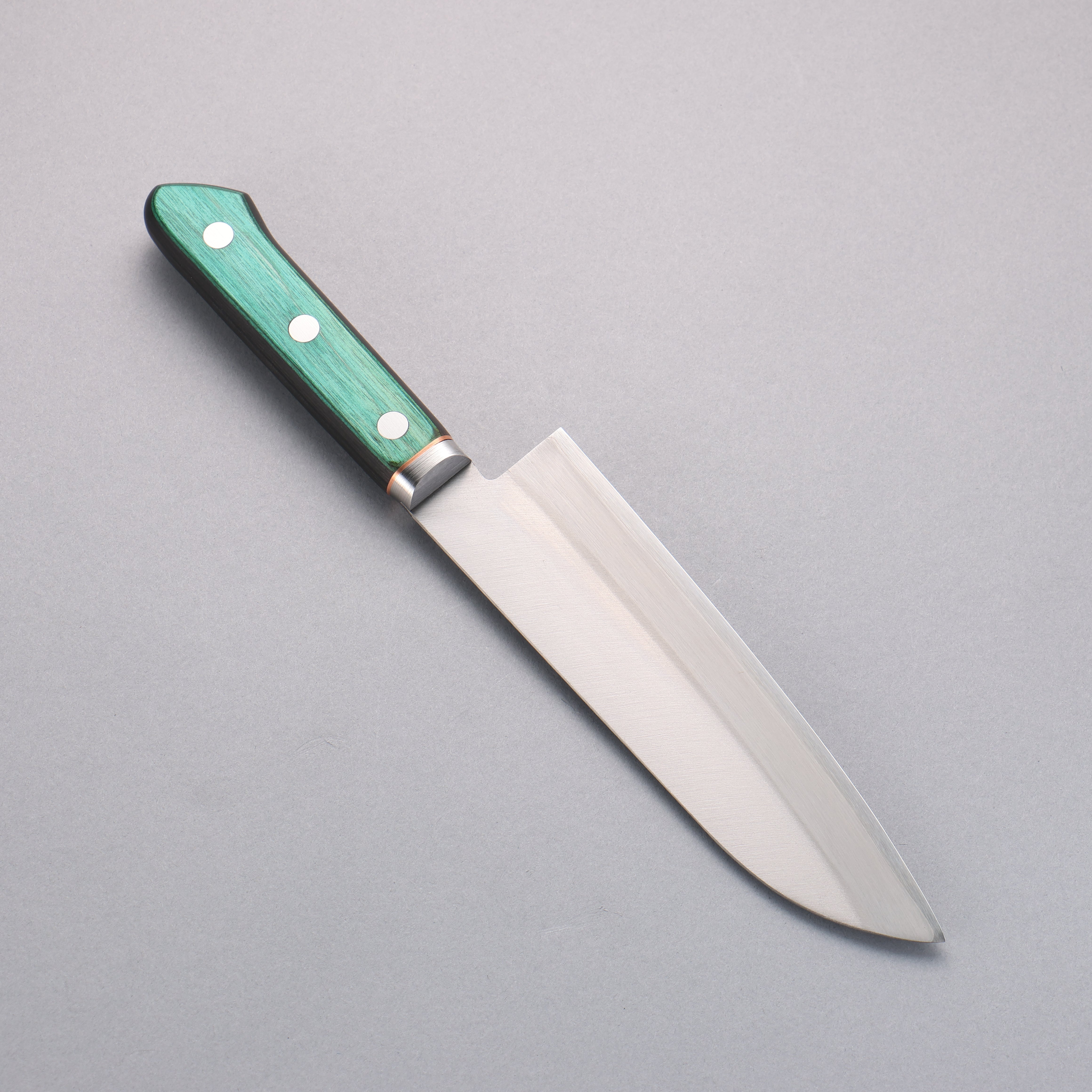 Sakai Kikumori Blue Steel No.1 Santoku 165mm Green Pakkawood Handle - Seisuke Knife