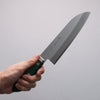 Sakai Kikumori Blue Steel No.1 Santoku 165mm Green Pakka wood Handle - Seisuke Knife