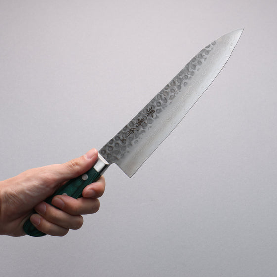 Sakai Takayuki VG10 17 Layer Damascus Gyuto 210mm Green Pakka wood Handle - Seisuke Knife