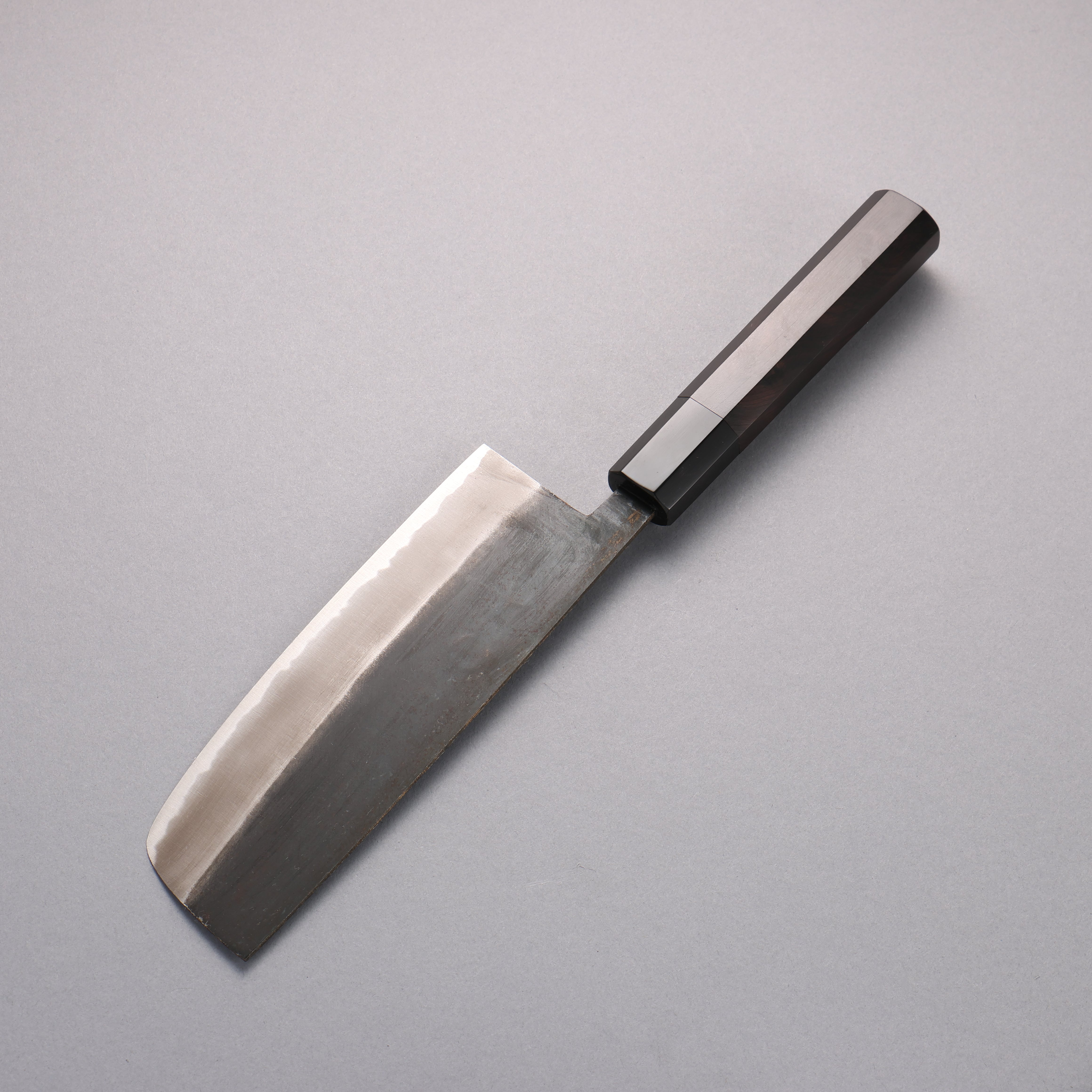 Minamoto Akitada White Steel No.2 Black Finished Nakiri 165mm Ebony Wood Handle - Seisuke Knife