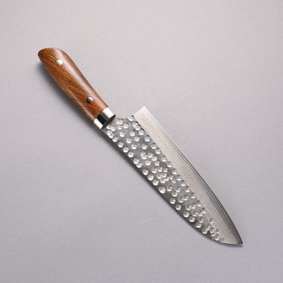 Takeshi Saji SRS13 Damascus Hammered(Maru) Santoku  180mm Ironwood Handle - Seisuke Knife