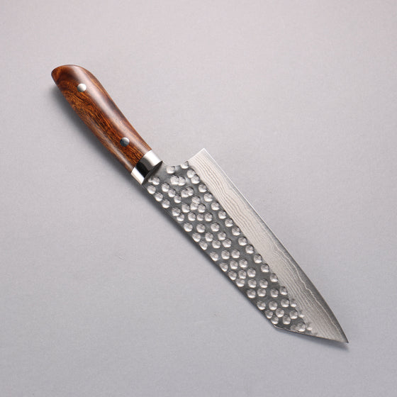 Takeshi Saji SRS13 Damascus Hammered(Maru) Bunka  180mm Ironwood Handle - Seisuke Knife