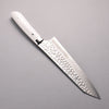 Takeshi Saji SRS13 Damascus Hammered(Maru) Kiritsuke Gyuto  210mm White Corian Handle - Seisuke Knife - Slide 2