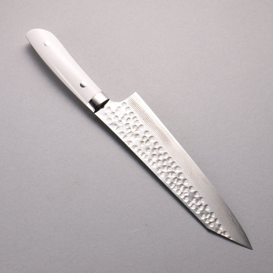 Takeshi Saji SRS13 Damascus Hammered(Maru) Kiritsuke Gyuto  210mm White Corian Handle - Seisuke Knife