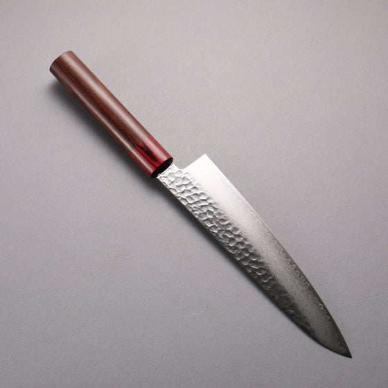 Sakai Takayuki VG10 33 Layer Hammered Damascus Gyuto  210mm Rosewood (ferrule: Red Pakka wood) Handle - Seisuke Knife