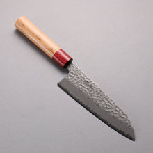  Seisuke Blue Super Hammered Santoku 170mm American Cherry Handle - Seisuke Knife