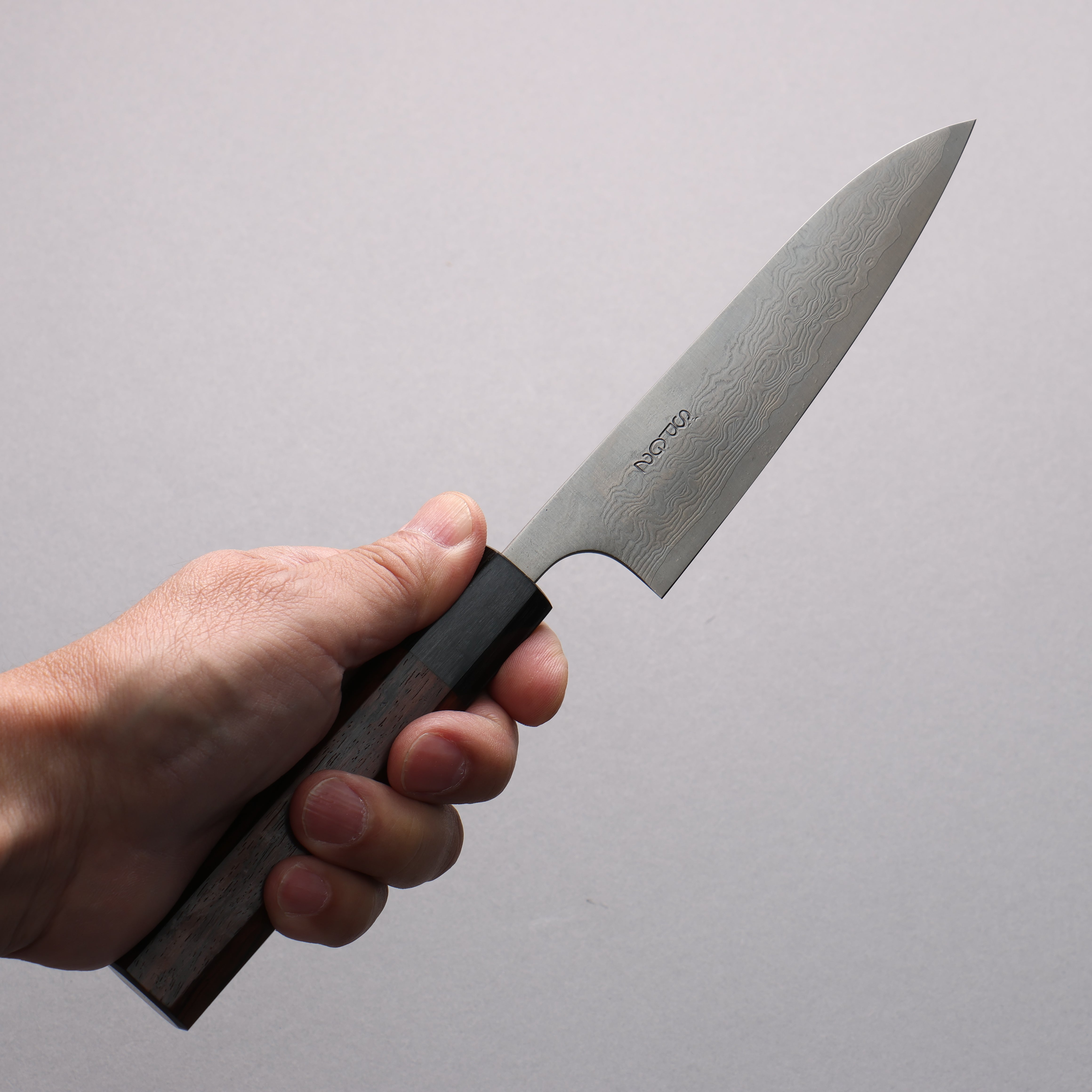 Nao Yamamoto SG2 Damascus Migaki Petty-Utility 120mm Shitan & Black Pakkawood Handle - Seisuke Knife