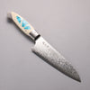 Kajin ZDP189 Damascus Migaki Finished Santoku  165mm Corian with Turquoise Inlay Handle - Seisuke Knife