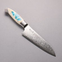  Kajin ZDP189 Damascus Migaki Finished Santoku  165mm Corian with Turquoise Inlay Handle - Seisuke Knife