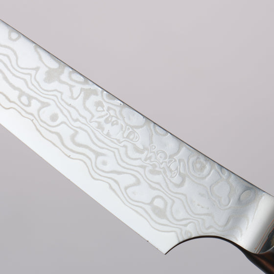 Kajin ZDP189 Damascus Migaki Finished Petty-Utility  95mm Abalone Inlay Handle - Seisuke Knife