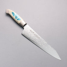  Kajin ZDP189 Damascus Migaki Finished Kiritsuke Gyuto  210mm Corian with Turquoise Inlay Handle - Seisuke Knife