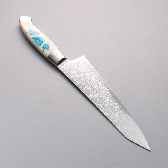 Kajin ZDP189 Damascus Migaki Finished Kiritsuke Gyuto  210mm Corian with Turquoise Inlay Handle - Seisuke Knife