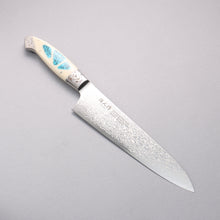  Kajin ZDP189 Damascus Migaki Finished Gyuto  210mm Corian with Turquoise Inlay Handle - Seisuke Knife