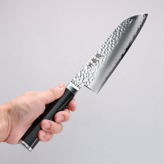 Ryusen Tanganryu VG10 67 Layer Damascus Santoku  170mm Black Micarta Handle - Seisuke Knife