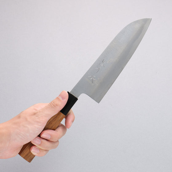 Yu Kurosaki Blue Super Migaki Polish Finish Santoku  165mm Teak (ferrule: Black Water Buffalo Horn) Handle - Seisuke Knife