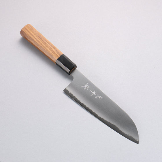 Yu Kurosaki Blue Super Migaki Polish Finish Santoku  165mm Teak (ferrule: Black Water Buffalo Horn) Handle - Seisuke Knife