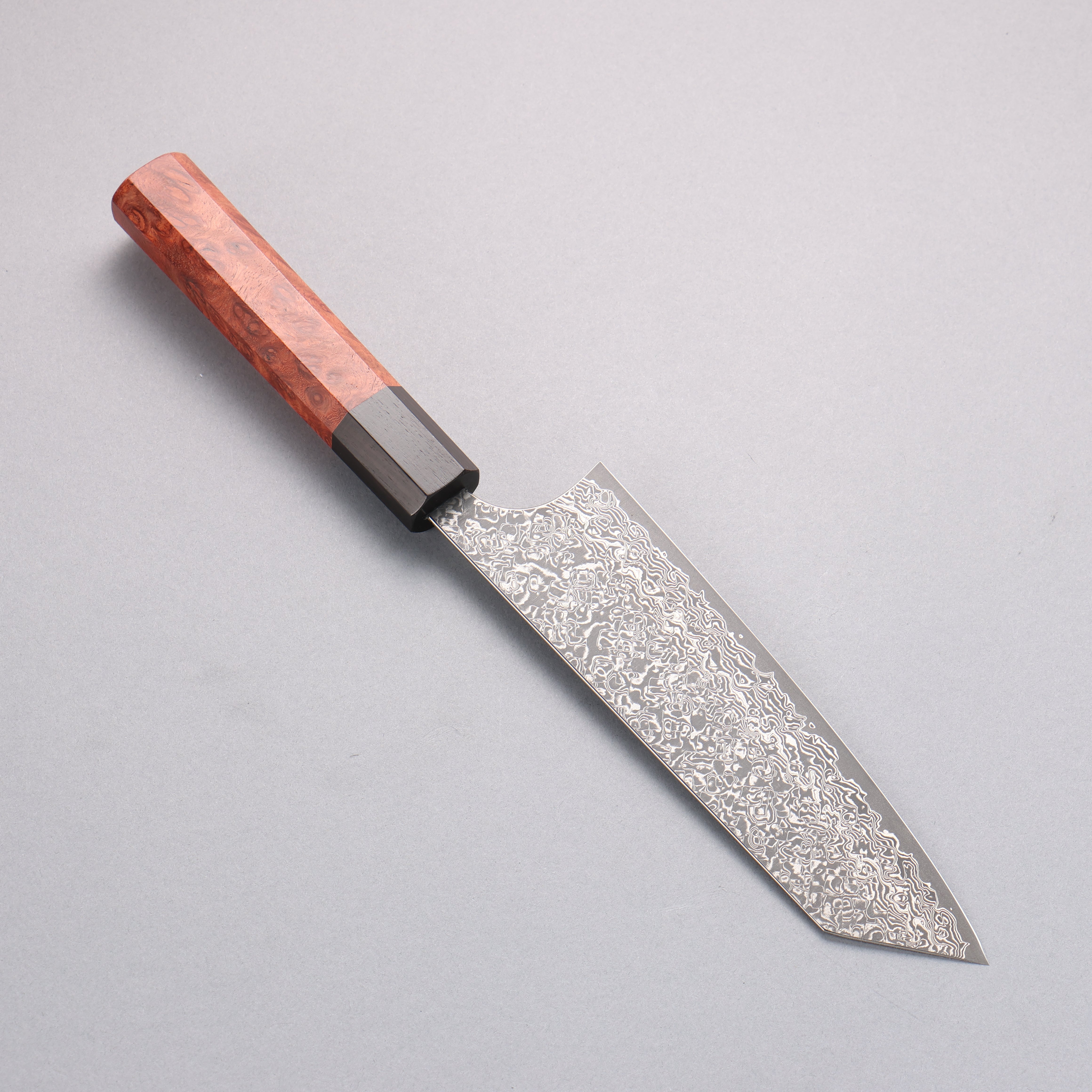 Yoshimi Kato VG10 Black Damascus Bunka  170mm Chinese Quince Burl (Ferrule: Ebony) Handle - Seisuke Knife