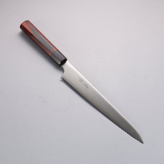 Seisuke Stainless Steel Bread Slicer 240mm Red Pakkawood Handle - Seisuke Knife