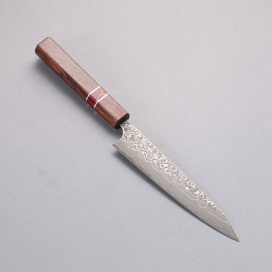 Yoshimi Kato SG2 Black Damascus Petty-Utility  150mm Rosewood (Red Turquoise Ring) Handle - Seisuke Knife