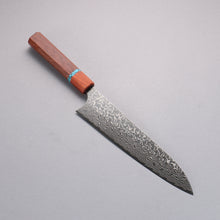  Yoshimi Kato SG2 Damascus Migaki Finished Gyuto  210mm Rosewood (Turquoise Ring) Handle - Seisuke Knife