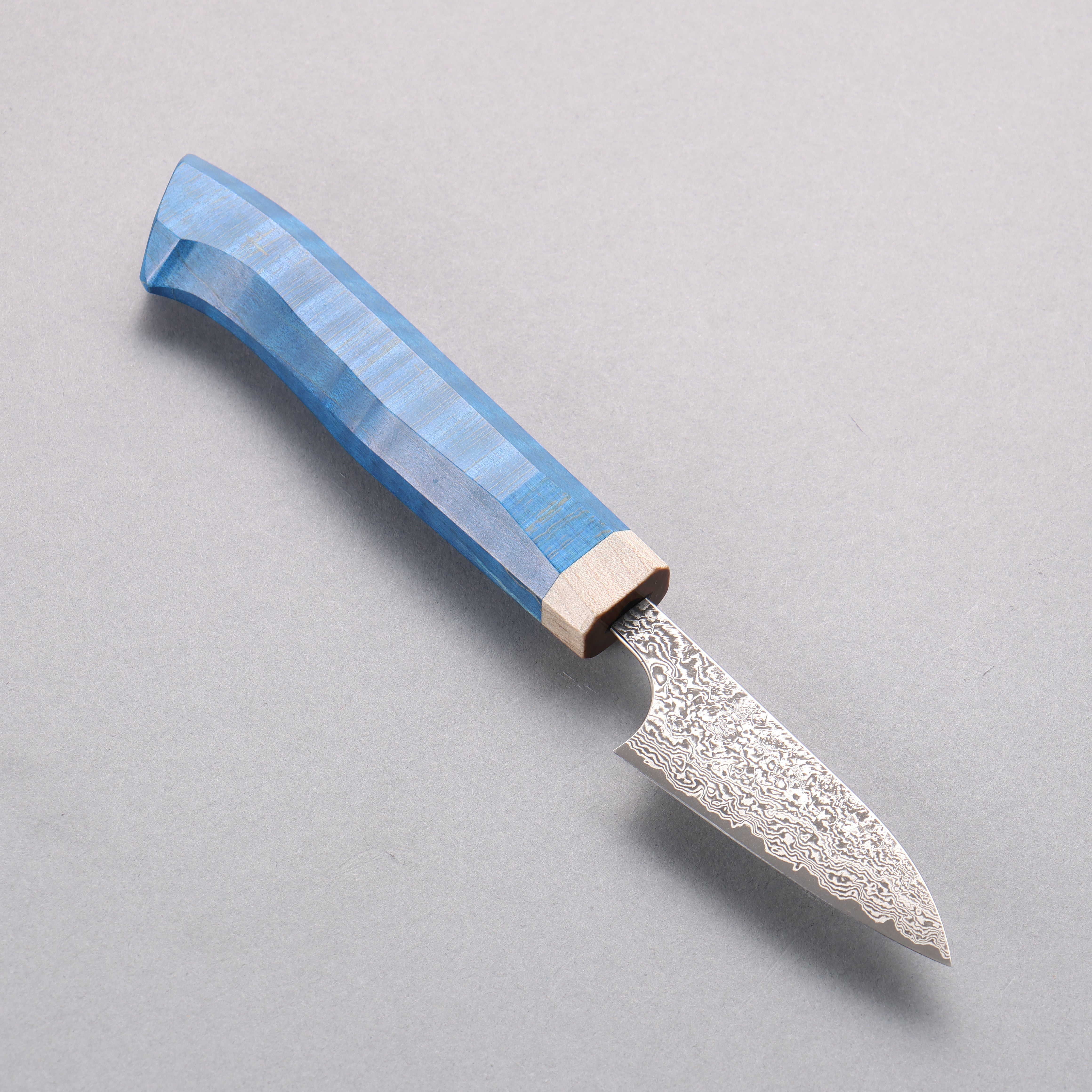 Yoshimi Kato VG10 Black Damascus Paring 60mm Blue Western-Style Handle - Seisuke Knife