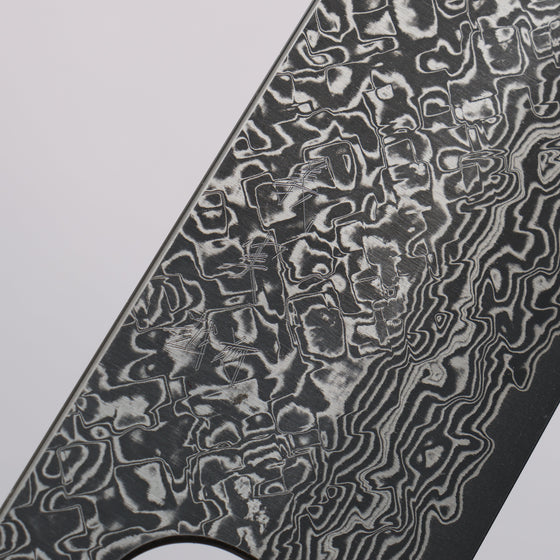 Yoshimi Kato VG10 Black Damascus Santoku  170mm Chinese Quince Burl (Ferrule: Ebony) Handle - Seisuke Knife