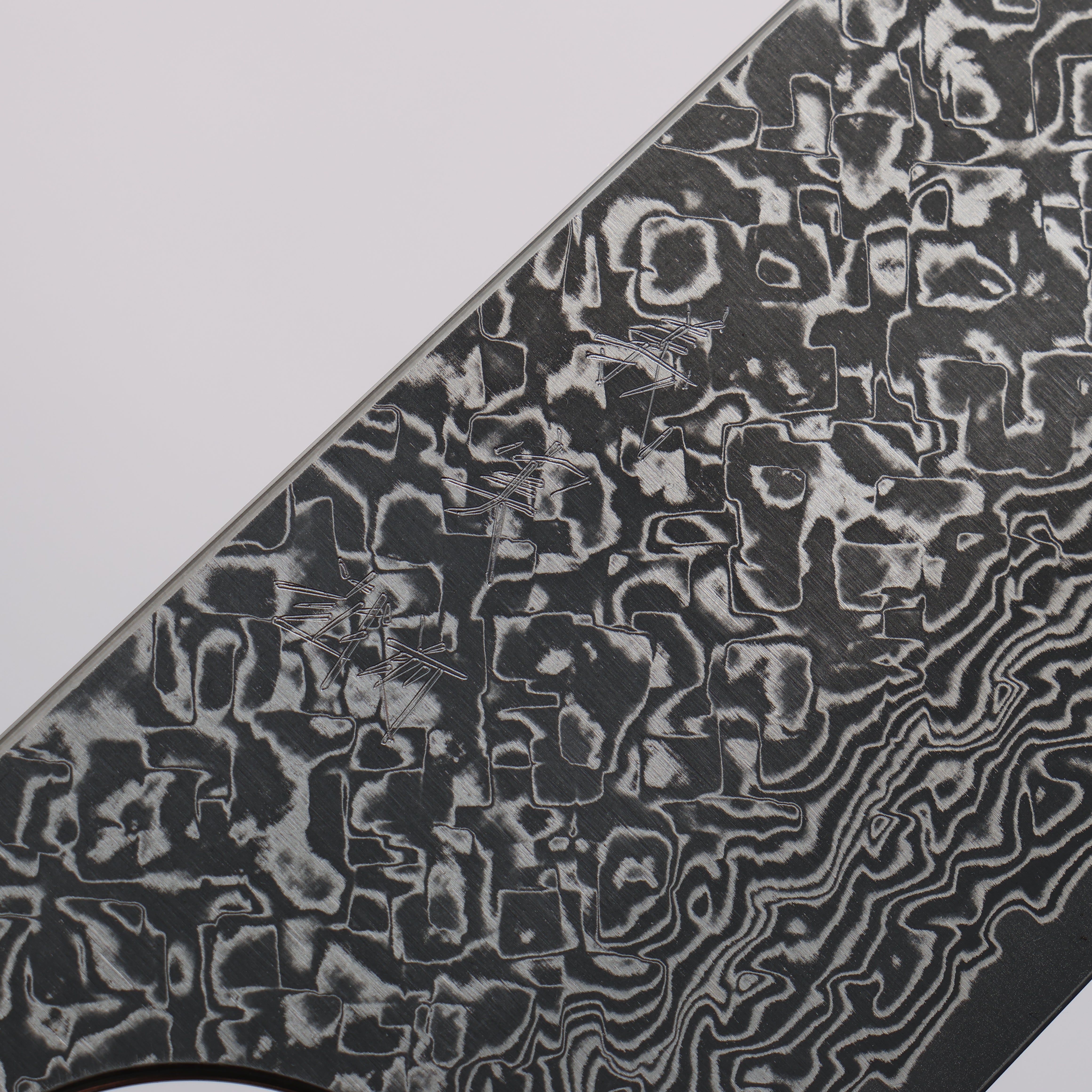 Yoshimi Kato VG10 Black Damascus Bunka  170mm Gray Stablilized Wood (Black and White Rings) Handle - Seisuke Knife