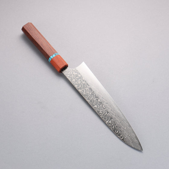 Yoshimi Kato SG2 Damascus Migaki Finished Gyuto  210mm Rosewood (Turquoise Ring) Handle - Seisuke Knife