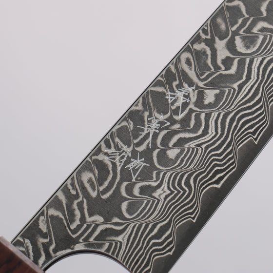 Yoshimi Kato SG2 Black Damascus Petty-Utility  150mm Rosewood (Red Turquoise Ring) Handle - Seisuke Knife