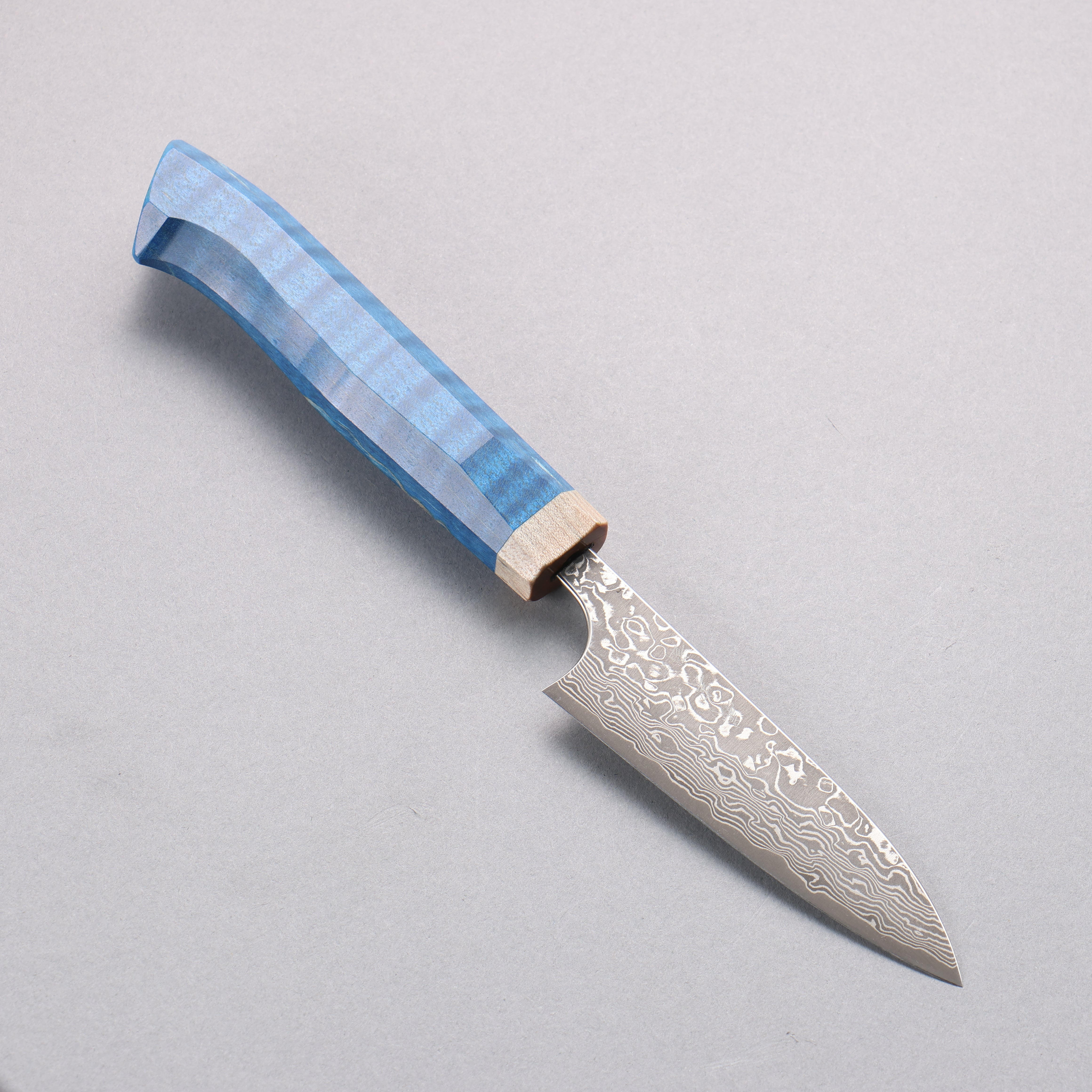 Yoshimi Kato VG10 Black Damascus Paring 90mm Blue Western-Style Handle - Seisuke Knife
