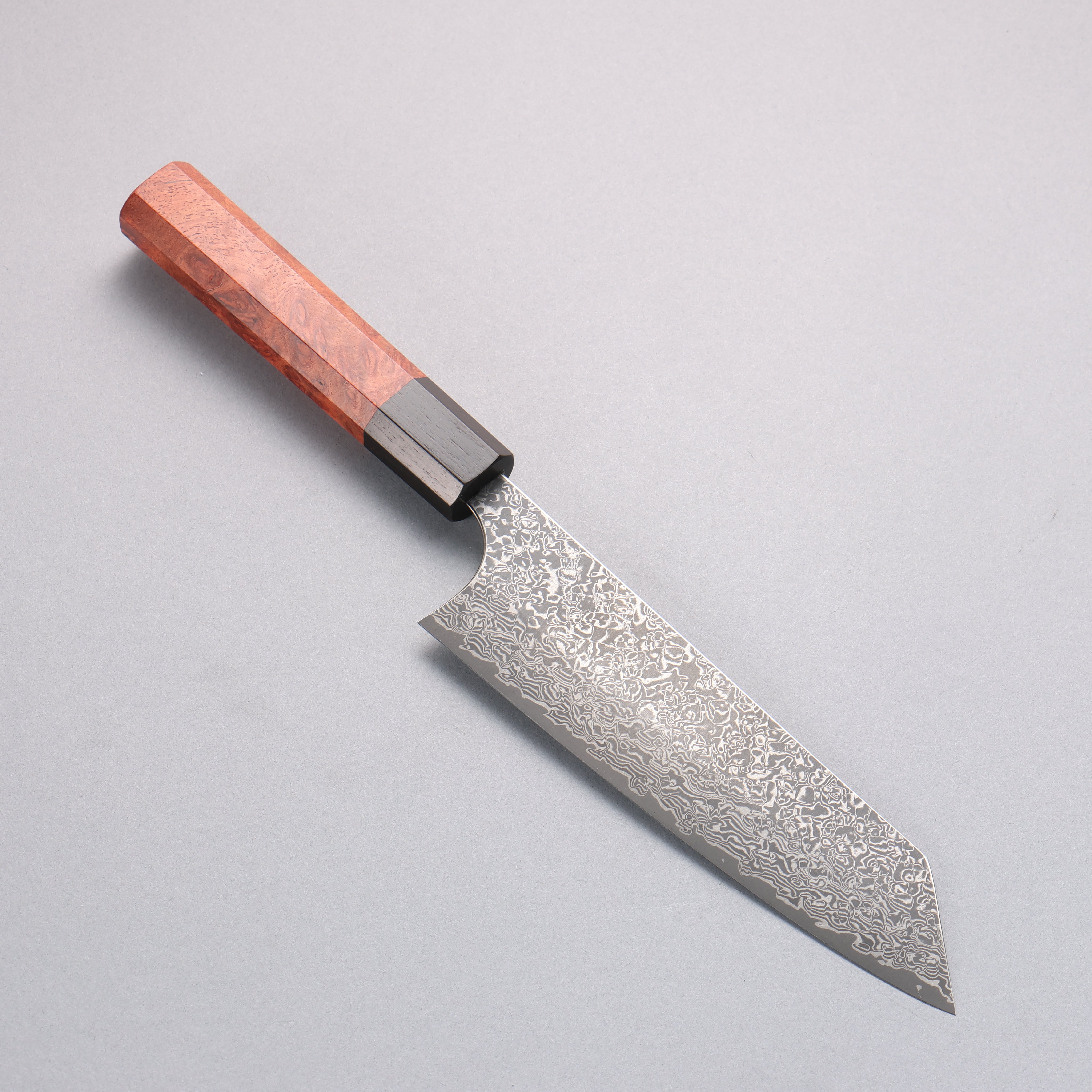 Yoshimi Kato VG10 Black Damascus Bunka  170mm Chinese Quince Burl (Ferrule: Ebony) Handle - Seisuke Knife