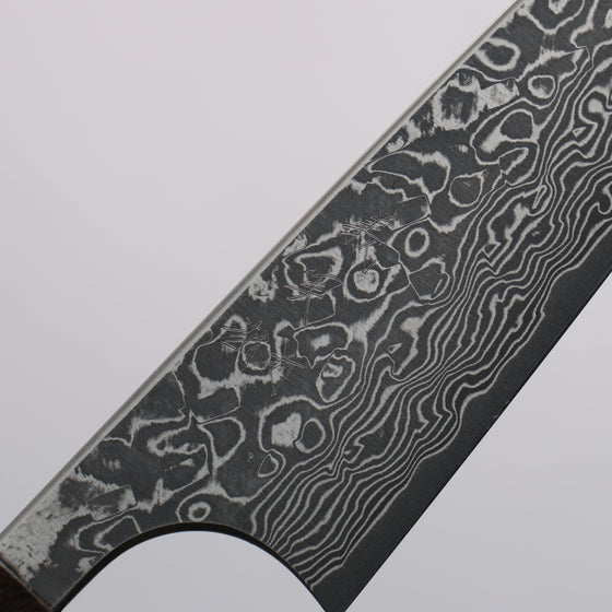 Yoshimi Kato VG10 Black Damascus Paring  90mm Sandalwood with White Ring Handle - Seisuke Knife