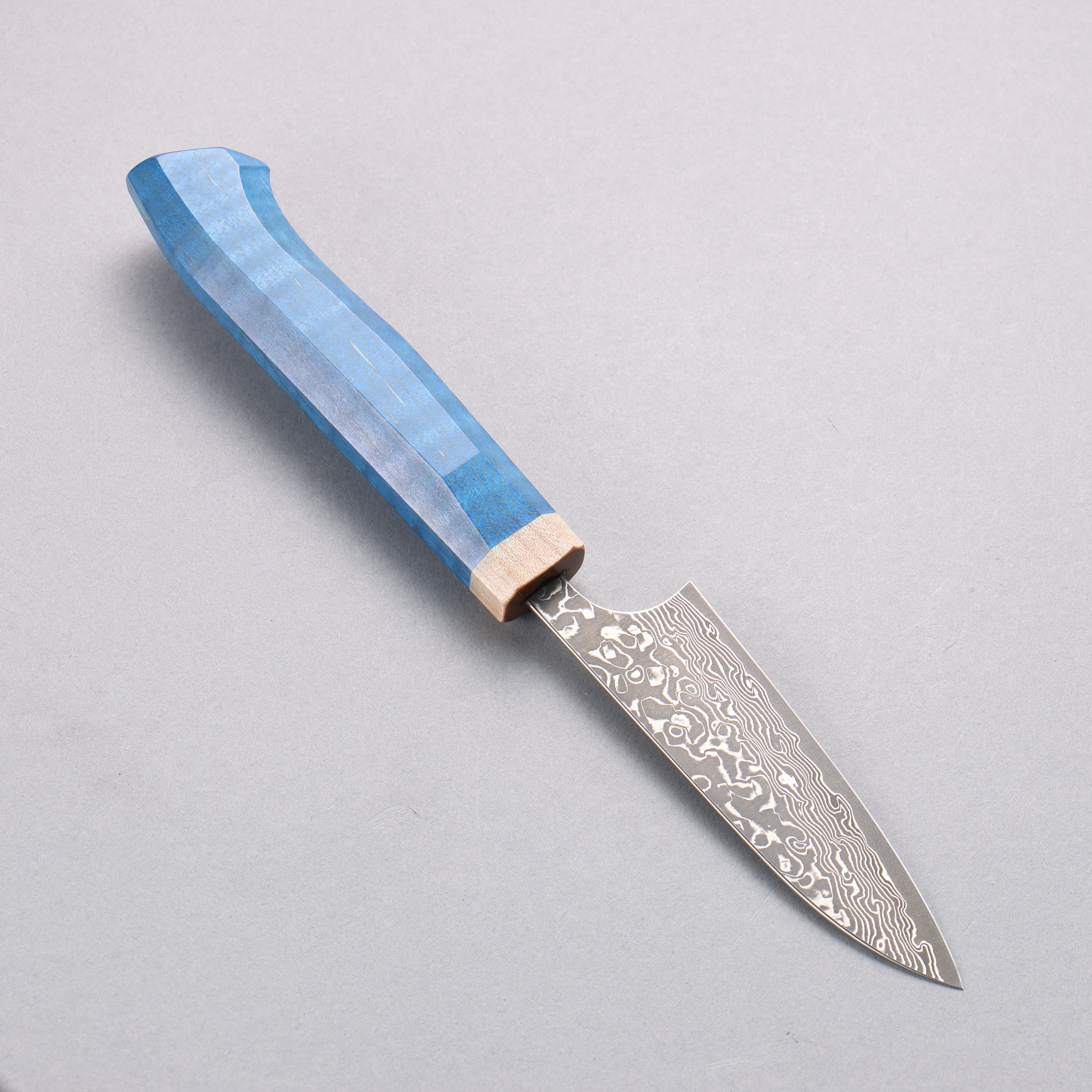 Yoshimi Kato VG10 Black Damascus Paring 90mm Blue Western-Style Handle - Seisuke Knife