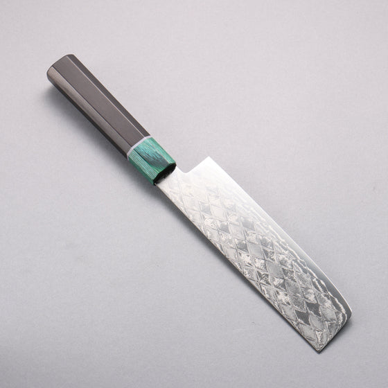 Seisuke AUS10 Mirror Crossed Usuba 160mm Black Pakka wood(ferrule: Green Pakka wood) Handle - Seisuke Knife