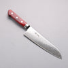 Seisuke Kagami2 AUS10 Mirrored Finish Damascus Santoku  180mm Red Pakka wood Handle - Seisuke Knife