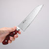 Seisuke Kagami2 AUS10 Mirrored Finish Damascus Santoku  180mm Red Pakka wood Handle - Seisuke Knife