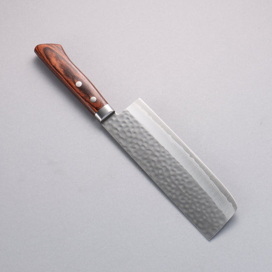 Kunihira Sairyu VG10 Damascus Nakiri 165mm Mahogany Pakkawood Handle - Seisuke Knife