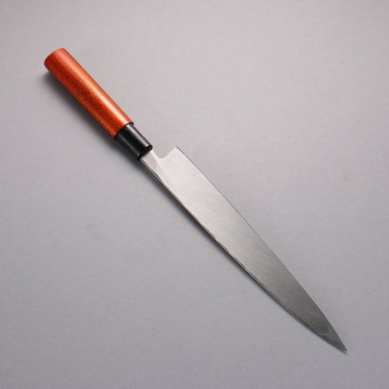 Sakai Takayuki Shikisai Hikari INOX Yanagiba with Orange Lacquered Handle & Sheath - Seisuke Knife