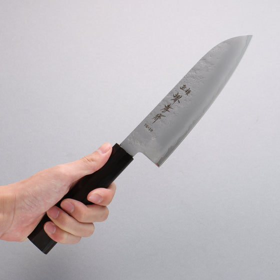 Sakai Takayuki VG10 Nashiji Santoku  170mm Ebony Wood Handle - Seisuke Knife