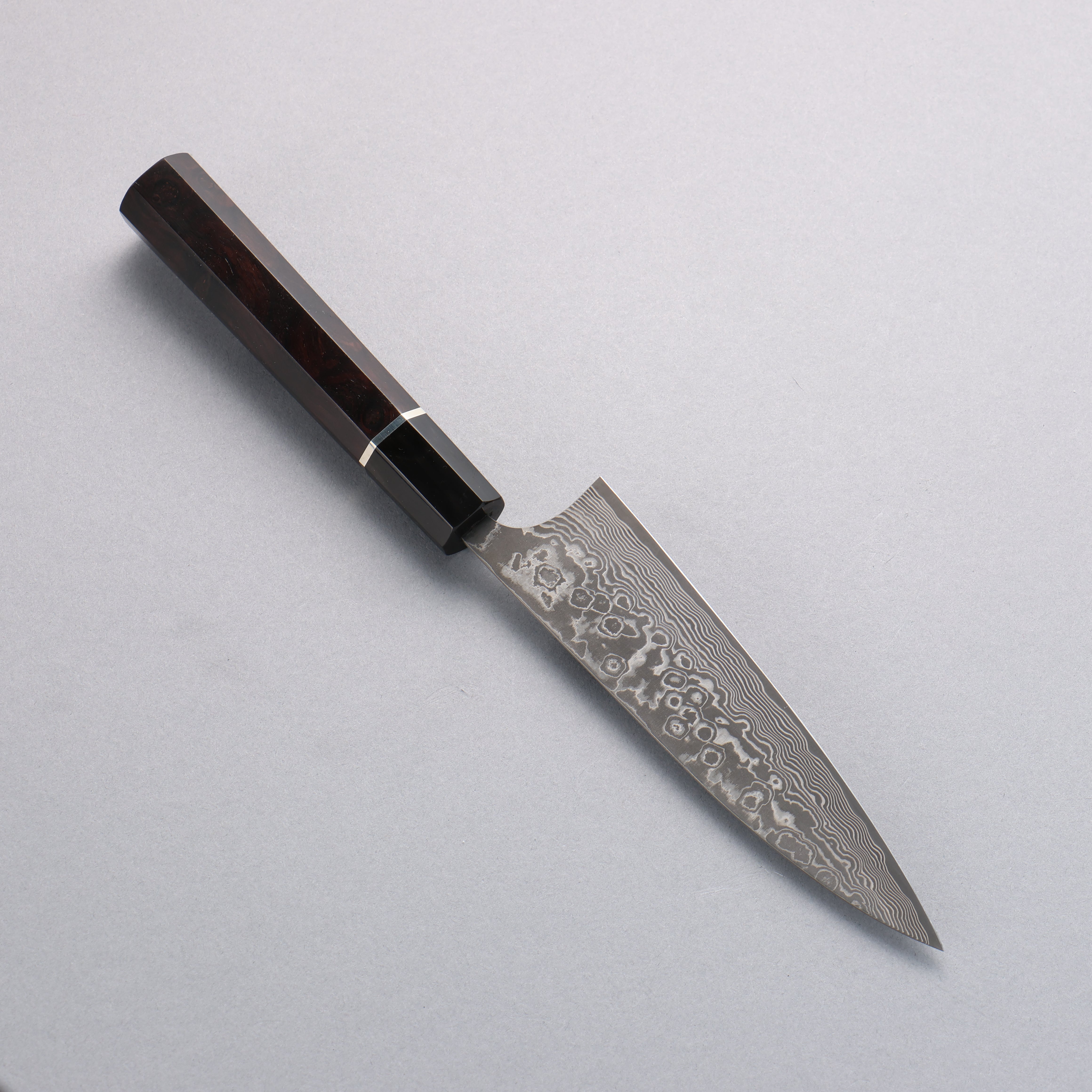 Takeshi Saji SG2 Black Damascus Petty-Utility 130mm Ebony Wood (with Silver Ring) Handle - Seisuke Knife